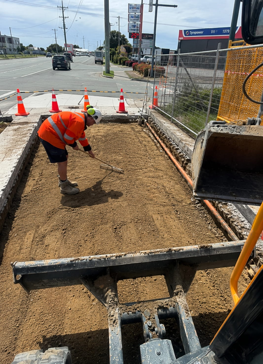 Bulk excavation and trenching underway beside a busy Christchurch road