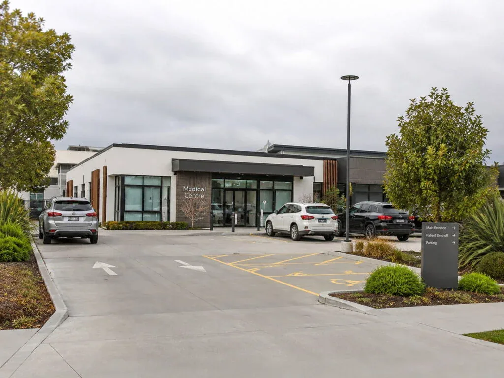 Medical centre car park with line marking and accessible parking bays